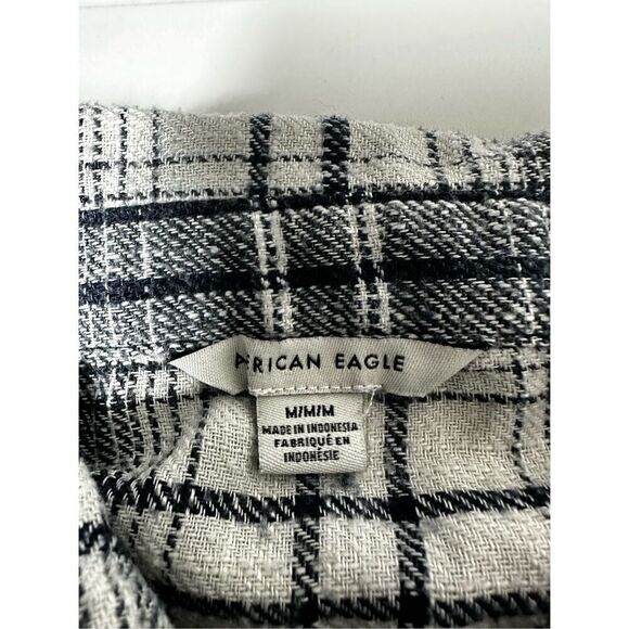 American Eagle Women’s Plaid Flannel Button Down Shirt Navy Blue Size M *Notes - Picture 9 of 14